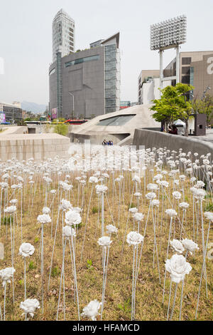 LED Rose Garden next to the Dongdaemun Design Plaza in Seoul, South Korea, in the daytime. Stock Photo