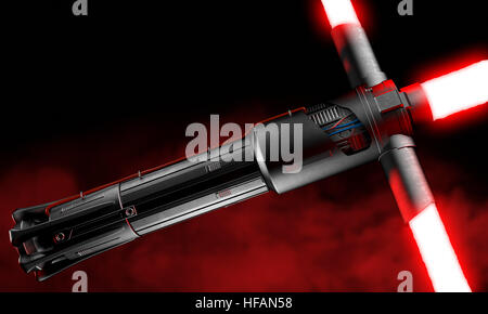 Illustrated 3D rendering of a laser sword Stock Photo