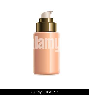 single creamy bottle with golden and white top, isolated white background, 3d illustration Stock Vector