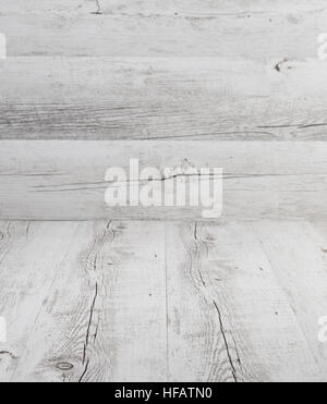 White rustic wooden background for product placement Stock Photo