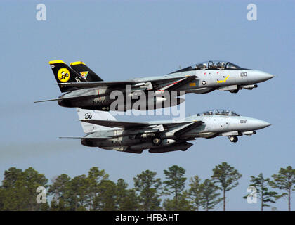 060910-N-1087H-035 (Sept. 10, 2006) Two US Navy (USN) F-14 Tomcat aircraft from Fighter Squadron 31 (FA-31) take off during the 2006 Naval Air Station Oceana Air Show in Virginia (VA). This year's theme is 'Salute to the Blue Angels, 60 Years of Aerial Excellence.'  The event will showcase flight demonstrations and static displays of US military and civilian aircraft.  (U.S. Navy official photo by Mass Communication Specialist 3rd Class Brandon E. Holmes) (Released) F-14D Tomcats of VF-31 take off from NAS Oceana in 2006 Stock Photo