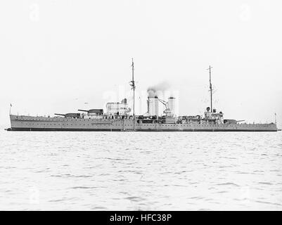 HMS Exeter (68) at anchor in the 1930s Stock Photo