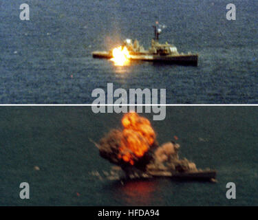 Tomahawk missile sinking USS Agerholm (DD-826) 1982 Stock Photo