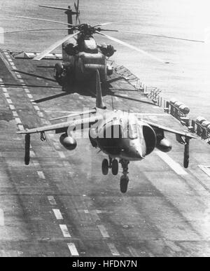 AV-8A VMA-513 taking off from USS Tarawa (LHA-1) 1980 Stock Photo