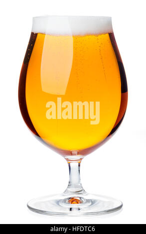 Full beer snifter glass of pale lager of pils isolated on white background Stock Photo