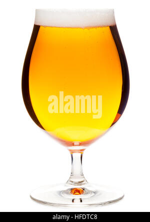 Full snifter glass of pale lager of pilsner beer isolated on white background Stock Photo