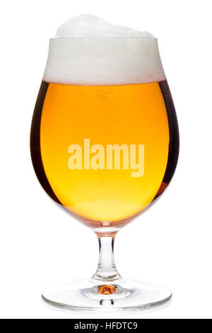 Full snifter glass of pale lager of pilsner beer isolated on white background Stock Photo