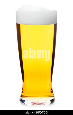 Full pilsner glass of pale lager of pils beer isolated on white background Stock Photo