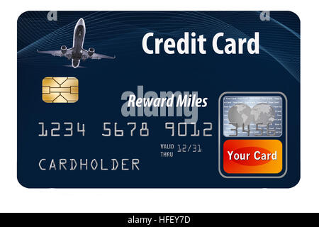 Air miles reward credit card isolated on white. Stock Photo