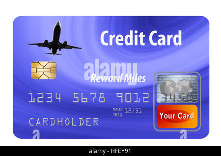 Air miles reward credit card isolated on white. Stock Photo