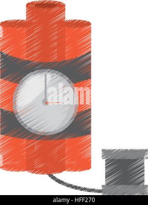 drawing dynamite sticks mining clock cable Stock Vector