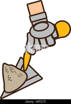 cartoon spatula tool construction glove handle Stock Vector