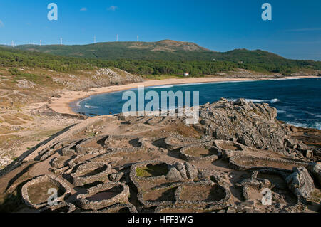 The Castro de Baroña, Celtic settlement -1st century BC, Porto do Son, La Coruña province, Region of Galicia, Spain, Europe Stock Photo