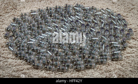 Dozens electron tubes made from thin glass Stock Photo