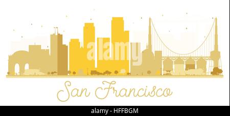 San Francisco City skyline golden silhouette. Vector illustration. Simple flat concept for tourism presentation, banner, placard or web site. Stock Vector