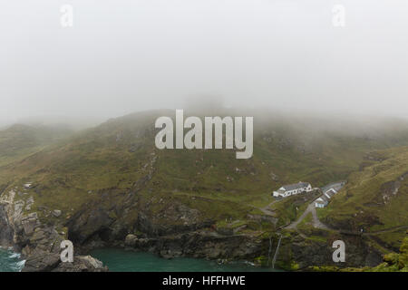 The haven, Tintagel Castle, Cornwall, UK. Inhabited at least since the late Roman period, the site of Tintagel Castle became famous in the 12th centur Stock Photo