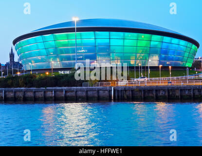 UK, Scotland, Lowlands, Glasgow, Twilight view of the Hydro. Stock Photo