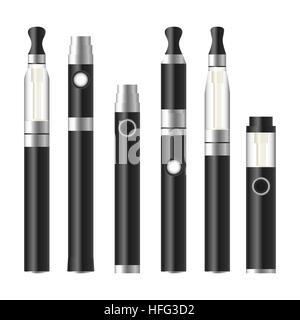 Vape Pen. Electronic Cigarette Set. Colorful Vector E-cigarette Pen Isolated On White Background. Illustration. Stock Vector