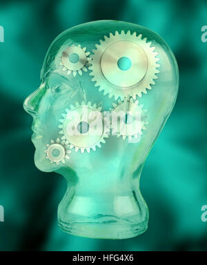 Symbolic Image of Head and Gears Stock Photo