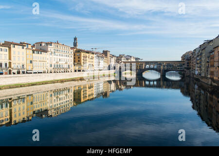 Ponte Vecchio bridge on the Arno river in Florence, Italy Stock Photo
