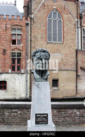 Bust of one-time Brugge mayor Frank Van Acker by Fernand Vander Plancke.in Brugge Bruges Belgium Stock Photo