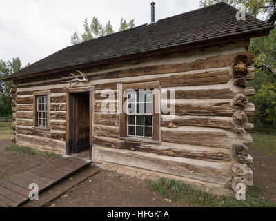 Roosevelt's Maltese Cross Cabin, South Unit Visitor Center, Theodore Roosevelt National Park, North Dakota. Stock Photo