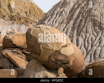 Cannonball concretions, North Unit, Theodore Roosevelt National Park, North Dakota. Stock Photo