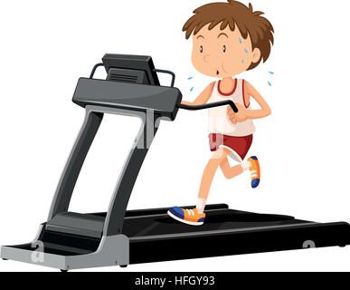 Man running on treadmill illustration Stock Vector