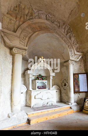 Remains of st. Simon's body, Virgin Mary and St. Simon the Tanner Cathedral, hidden in a cave in Saint Samaan The Tanner Monastery, Cairo, Egypt Stock Photo