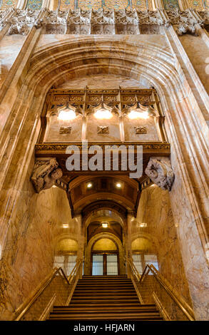 Interior architectural details of the lobby of the landmarked Woolworth Building in New York designed by architect Cass Gilbert Stock Photo