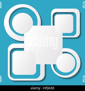 Abstract blue background with white squares and circles Stock Vector
