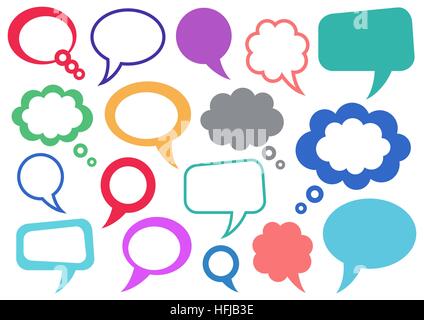 Set of vector colorful speech and thought bubbles Stock Vector