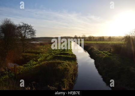 RSPB Ham Wall on the Avalon Marshes, Somerset Levels, on Boxing Day 2016 Stock Photo