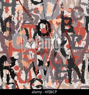 Vector seamless tile of grunge letters as a graffiti style background Stock Vector