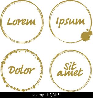 Set of Grunge Black and White Frames . Distress Border Frame Collection . Circle Vector Frames for your Design . Vine Stains Stock Vector