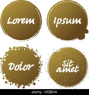 Vector handmade black strokes- backgrounds painted by brush. Set of retro vintage badges and labels. Grunge template. Stock Vector
