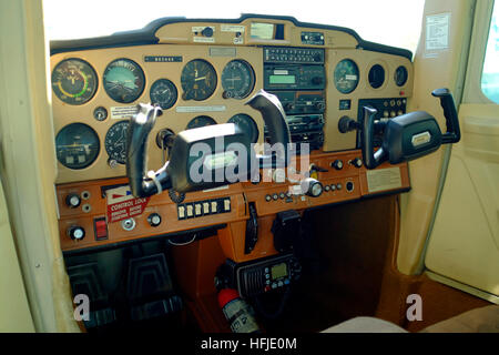 Flight instruments on an instrument panel in a cockpit of Boeing 777 ...