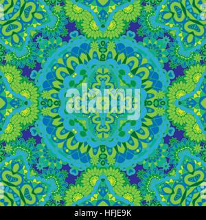 Seamless tiled pattern Royal luxury classical damask vector design. Blue green bright background. Vector stock illustration. Stock Vector