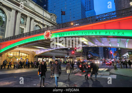 Pershing Square Holiday Lights in New York City, USA Stock Photo