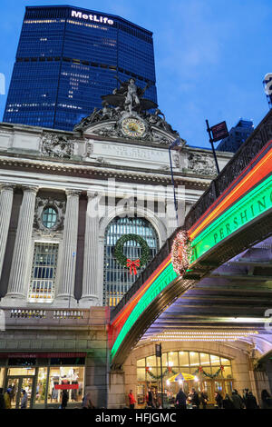 Pershing Square Holiday Lights in New York City, USA Stock Photo