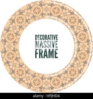 Decorative ornate round frame in Victorian style. Ornamental round border for wedding invitations and greeting cards.Vector illustration Stock Vector