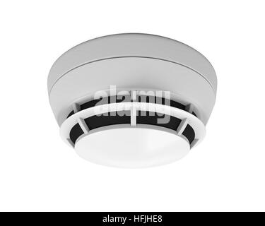 Fire and flame detector with home, 3D rendering isolated on white ...