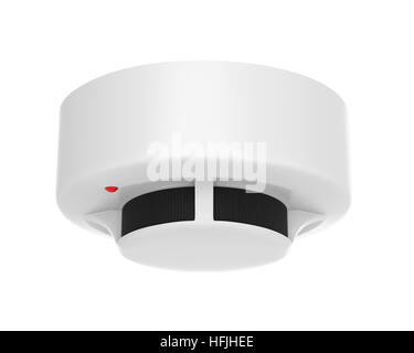 Fire and flame detector with home, 3D rendering isolated on white ...