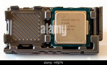 CPU Intel Core i5.Intel Corporation is an American multinational corporation and technology company headquartered in Santa Clara Stock Photo
