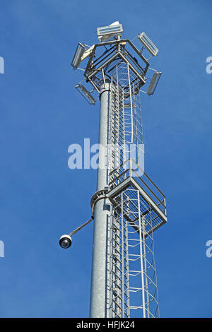 Surveillance cameras and modern lighting fixtures on the lamppost Stock Photo