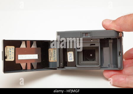 Rear open view of Kodak Instamatic 50 126 cartridge film camera of the 1960s Stock Photo