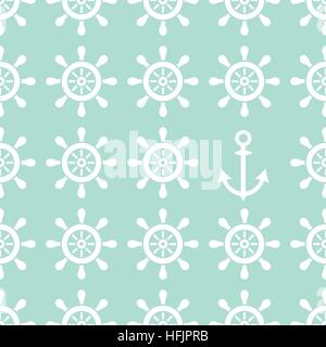 Seamless nautical pattern made of helms and anchor Stock Vector