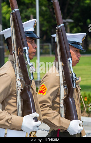 Marine guards at Rizal Park, Luneta, Manila, Philippines Stock Photo