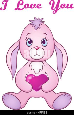 Rabbit with Valentine Heart Stock Vector