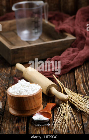 wheat gluten in bowl and on a table Stock Photo